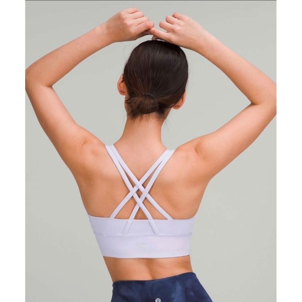 Lululemon Energy Bra Wild Light Lavender Purple Blue Strappy Back Size 6 LW2AV0S